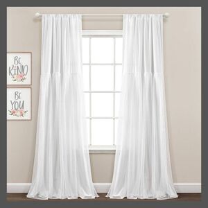 Lush Decor - Set of 2 (84"x40") Tulle Skirt Solid Window Curtai White